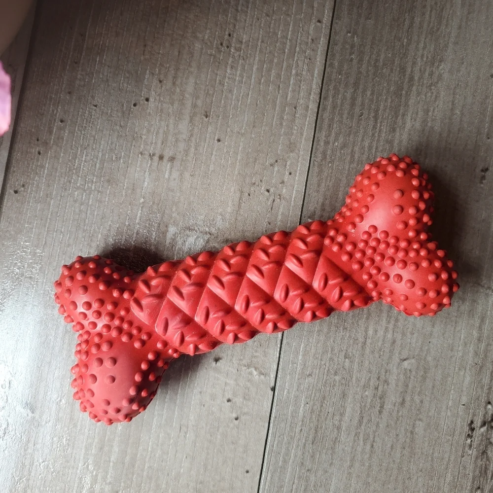 Nylabone Essentials Fun 'N' Fit Rubber Braided Bone Medium Red